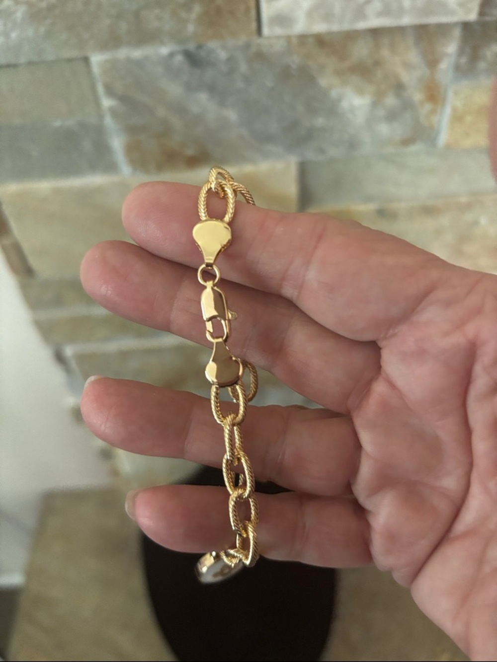 Gold Charm LV Padlock Bracelet with Pink and White Skittles - Picture 3 of 4